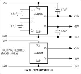 MAX680 +5V to 䔮V Voltage Converter