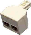 TROZ-6P4C-W-2XG Rozgałęznik telefoniczny T- rozdzielacz (4 stykowy) 6p4c (wtyk - 2x gniazdo)