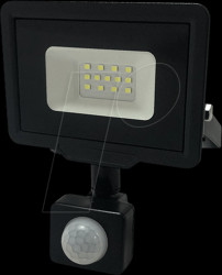 5943 LED floodlight, 10 W, 800 lm, 2700 K, IP65, black, with sensor