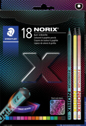 186 C18P Coloured pencils, triangular shape, 18 colours