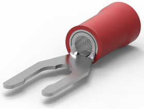 Insulated forked cable lug, 0.3-1.42 mm², AWG 22 to 16, M4, red, 52410-1