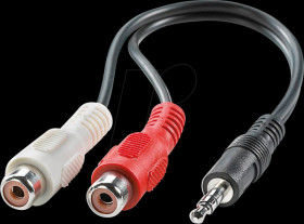 11994340 Audio Kabel, 3,5 mm Klinkenstecker auf 2x Cinch Stecker, 0,2 m