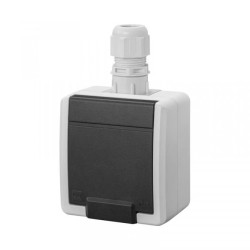 AQUANT 2K gniazdo natynkowe pojedyncze z uziemieniem 2P+Z IP65 szary 5041-65