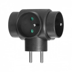 Rozgałęźnik 3x2P+Z, czarny OR-AE-13184/B