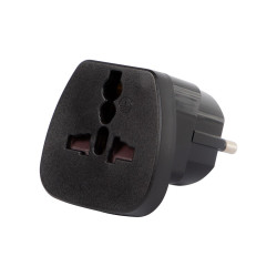 Wtyk sieciowy PL/gniazdo UK,USA czarny duży Blow