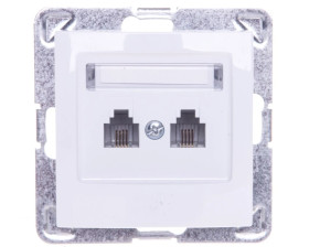 IMPRESJA Gniazdo telefoniczne podwójne RJ11 równoległe białe GPT-2YR/m/00