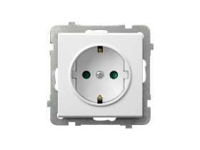 SONATA Gniazdo pojedyncze z uziemieniem schuko IP20 z przesłonami biały GP-1RSP/m/00 OSPEL