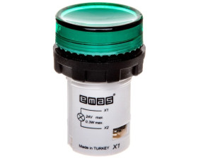 Lampka sygnalizacyjna MB z LED, monoblok, 24V AC/DC, płaski klosz, zielona T0-MBSD024Y