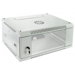 Szafa wisząca RACK 19" 4U 450mm drzwi szklane szara NEKU TS BOX