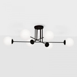 Lampa sufitowa SAVOY, sześć szklanych kloszy kul na metalowych ramionach, gwint E27 K-4925 Kaja Lighting