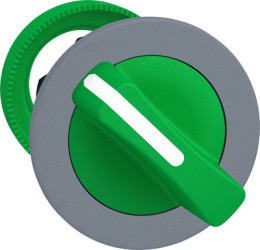 Toggle switch, 2 positions, unlit, latching, waistband round, green, front ring gray, 90°, mounting Ø 30.5 mm, ZB5FD203C0