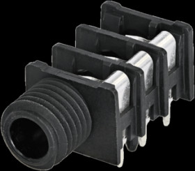 6.35 mm jack panel socket, 3 pole (stereo), PCB connection, PA, NRJ6HF-1