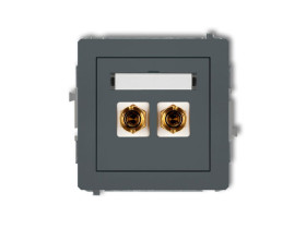 DECO Gniazdo głośnikowe pojedyncze (typu banan - czerwony i czarny pozłacany 4 mm2 skręcany) grafitowy mat 28DGG-4 KARLIK