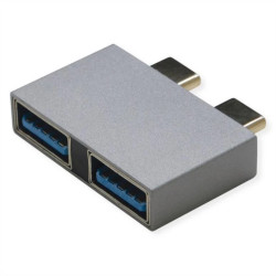 Adapter ROLINE USB 3.2 Gen 2, 2x USB typu C - 2x typu A, M/F, srebrny
