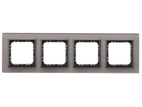 SONATA PRESTIGE Ramka 4 poczwórna szklana 4 mm szare szkło + ramka czarna R-4RGC/41/25 OSPEL