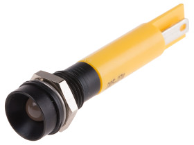 Lampka kontrolna do montażu panelowego 24V ac/dc, Żółta 8mm LED Końcówka lutownicza RS PRO