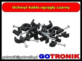 Uchwyt kabla czarny okrągły 4 mm
