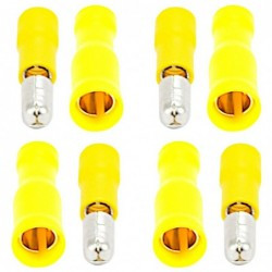 Zestaw 4 pary konektor rurkowy 4 męskie + 4 żeńskie żółty 10-12 AWG