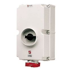 Gniazdo naścienne z rozłącznikiem 125A 4p 6h 400V IP67 z podwójną blokadą mechaniczną MEN5691A