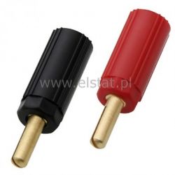 Wtyk banan skręcany czarny + czerwony, skręcany