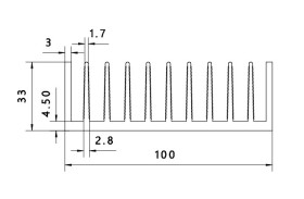 Radiator; C10033; 3,38kg/m; żebrowany; 100mm; 33mm; Firma Piekarz