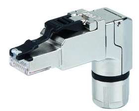 Złącze RJ45 Męski Złącze RJ45 Montaż na kablu Cat6a Telegartner, 90°, 4P4C-żyłowe