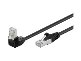 Kabel Patchcord Cat 5e F/UTP (1x90°) RJ45/RJ45 1m czarny