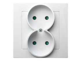 AS Gniazdo podwójne bez uziemienia z ramką z przesłonami białe GP-2GP/00 OSPEL