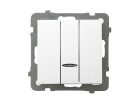 AS Wyłącznik potrójny z podświetleniem pomarańczowym biały ŁP-13GS/m/00 OSPEL