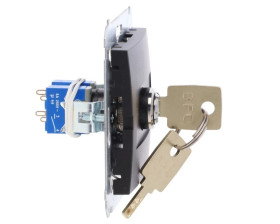 Simon 54 Łącznik na kluczyk rolet. 1-bieg.(moduł) 3 poz. I-0-II 2 styki NO 5A 250 wyj. klucza w każdej poz.czarny mat DWZK.01/49