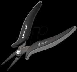T3889 ESD needle-nosed pliers, long, serrated