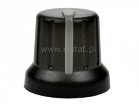 Gałka czarna z szarym znacznikiem oś=6mm N-4