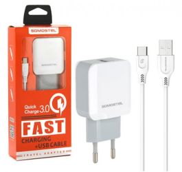 LAD.SIEC.USB 3A 18W+KAB.USB-C QC3