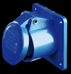 313-6 CEE panel-mounted socket, 3-pin, 230 V, 16 A, blue