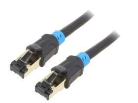 Patch cord S/FTP 6 Cu PVC czarny 5m RJ45 wtyk,z obu stron VAP-A06-B500