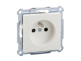 MERTEN Gniazdo pojedyncze z uziemieniem i przesłoną B.P.S.M białe MTN2500-0319 SCHNEIDER ELECTRIC