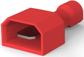 Insulated flat plug sleeve, 4.75 x 0.81 mm, 0.32 to 0.82 mm², AWG 22 to 18, brass, tin-plated, red, 2-521105-2