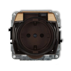 TREND Gniazdo bryzgoszczelne z/u SCHUKO (klapka dymna) złoty metalik 8GPB-1sdp