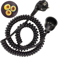 Przedłużacz OMY spiralny H03VVH8-F 3x1,0 4m czarny