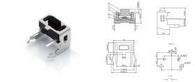 MICROSWITCH TYP14 TS03V-043 6,0x3,5mm, wysokość 4,3mm KĄTOWY (10 SZTUK)