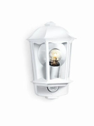 Oprawa elewacyjna z czujnikiem ruchu i zmierzchu Steinel L 190 S E27 PIR max 100W IP44 230V biała / szkło /alu ST644512
