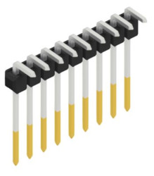 Pin header, 9 pole, pitch 2.54 mm, angled, black, 10053067