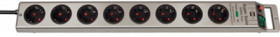 Outlet strip, 8-way, 2.5 m, 16 A, with surge protection, silver, 1 15334 0 318