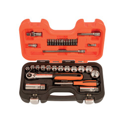 Bahco SL34 3/8in Drive Socket &amp; Mech Set of 34 Metric