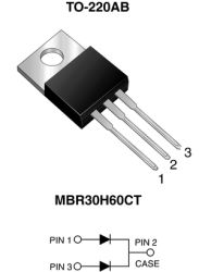 MBR30H60CT Dual Common Cathode Schottky Rectifier High Barrier Technology for Improved High Temperature Performance