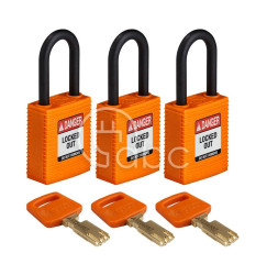 Kłódka LOTO SafeKey nylonowa, szekla 38 mm, pomarańczowa (3 szt.), 150222