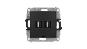 Icon Mechanizm Gniazda Podwójnego 2Xusb A-A 2.0, Bez Pola Opisowego Czarny...