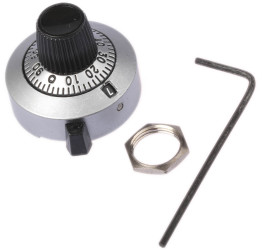 Pokrętło potencjometru oś: 6.35mm średnica: 25.4mm Okrągłe Matowy Chrom Vishay