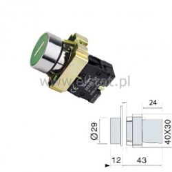 Przycisk zielony niski z opisem I ( NO )