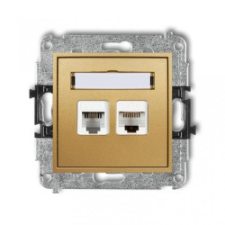 MINI Gniazdo telefoniczne RJ11 + gniazdo komputerowe RJ45 kat. 5e 8-stykowy beznarzędziowy złoty 29MGTK